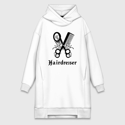 Женская толстовка-платье Ножницы-расчестка парикмахера / Белый – фото 1