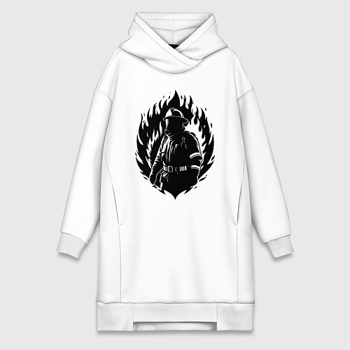 Женская толстовка-платье Пожарный в огне / Белый – фото 1