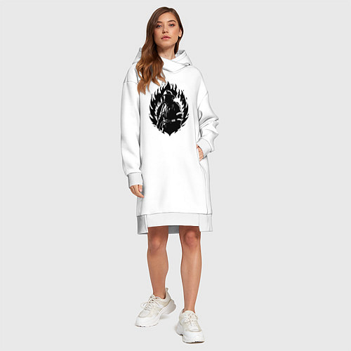 Женская толстовка-платье Пожарный в огне / Белый – фото 4
