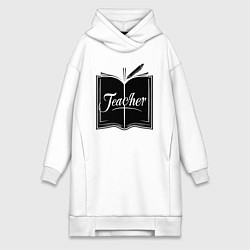 Женское худи-платье Учитель книга и ручкой, цвет: белый