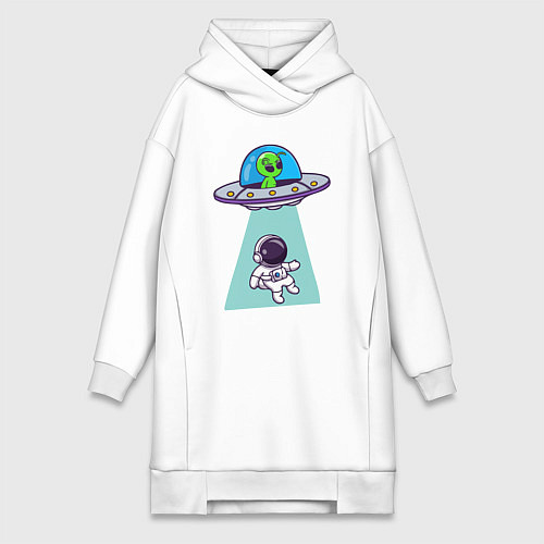 Женская толстовка-платье Похищение космонавта / Белый – фото 1