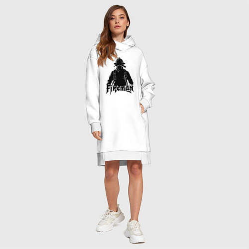 Женская толстовка-платье Аниме пожарный / Белый – фото 4