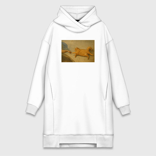 Женская толстовка-платье Сотворение рыжего кота / Белый – фото 1