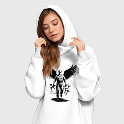 Женское худи-платье Крылатый мастер с инструментами, цвет: белый — фото 2