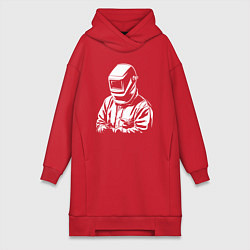 Женское худи-платье Сварщик в маске, цвет: красный