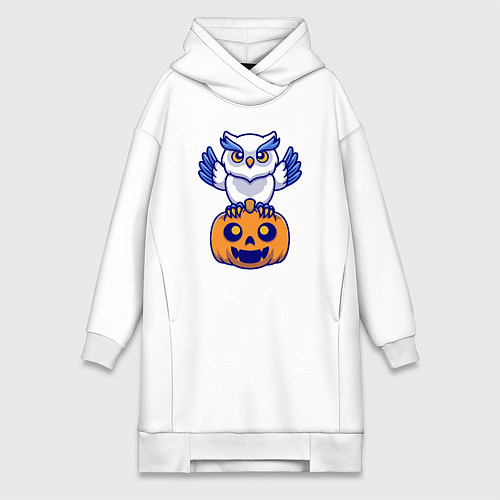 Женская толстовка-платье Halloween owl / Белый – фото 1