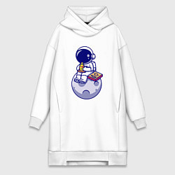 Женская толстовка-платье Космонавт ест пиццу на луне