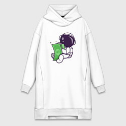 Женское худи-платье Космонавт и доллары, цвет: белый