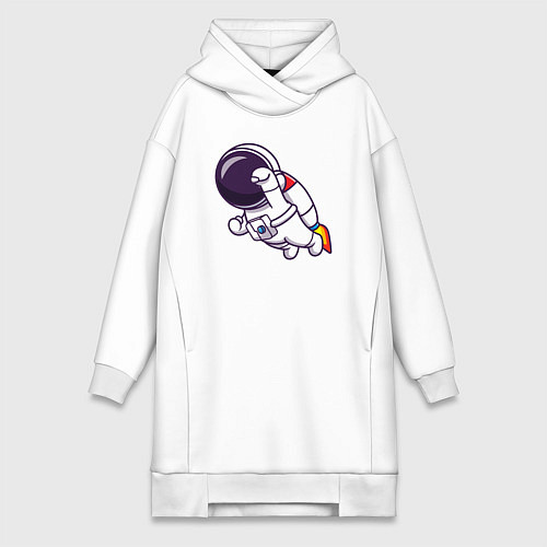 Женская толстовка-платье Супер космонавт в полёте / Белый – фото 1