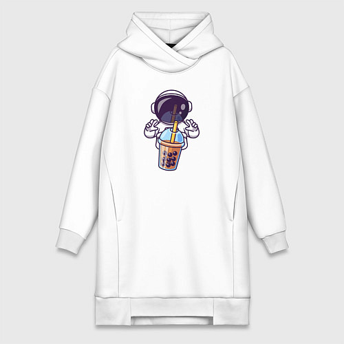 Женская толстовка-платье Космический бабл-чай / Белый – фото 1