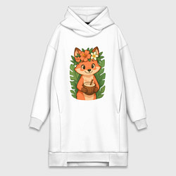Женская толстовка-платье Тропическая лисичка