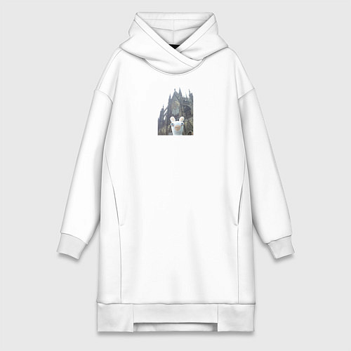 Женская толстовка-платье Зайяц турист / Белый – фото 1