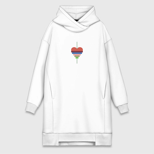 Женская толстовка-платье Весеннее полосатое сердце / Белый – фото 1