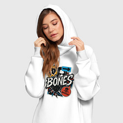 Женское худи-платье Bones в стиле наклеек, цвет: белый — фото 2