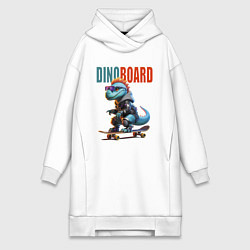 Женская толстовка-платье Cyber Dino is a cool skateboarder