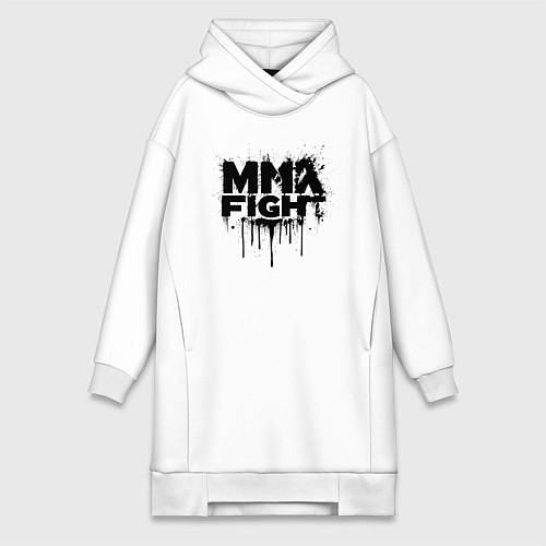 Женская толстовка-платье MMA боец черной краской / Белый – фото 1