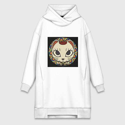 Женская толстовка-платье Радужный Дандадан / Белый – фото 1