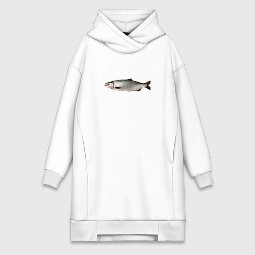 Женская толстовка-платье Селёдка в профиль / Белый – фото 1
