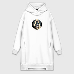 Женская толстовка-платье Голубь шпион в шляпе со старым фотоаппаратом