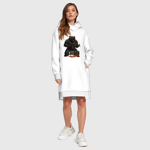 Женская толстовка-платье ВМФ стреляющий медведь / Белый – фото 4