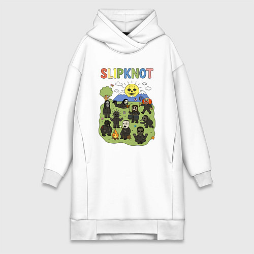 Женская толстовка-платье Slipknot мультяшный стиль / Белый – фото 1