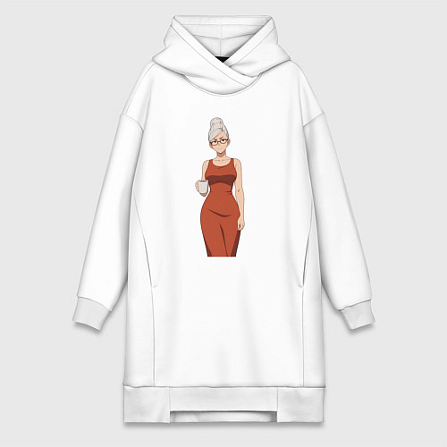 Женская толстовка-платье Dandadan Seiko в платье / Белый – фото 1