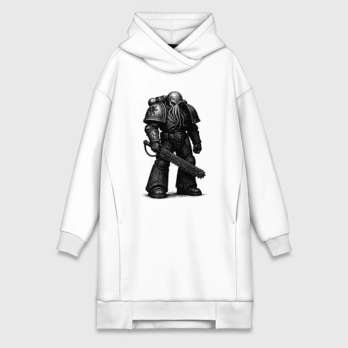 Женская толстовка-платье Ктулху космодесантник / Белый – фото 1