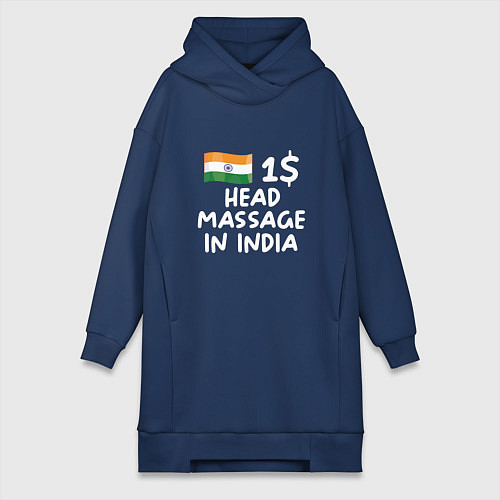 Женская толстовка-платье Флаг Индии: head massage in india / Тёмно-синий – фото 1