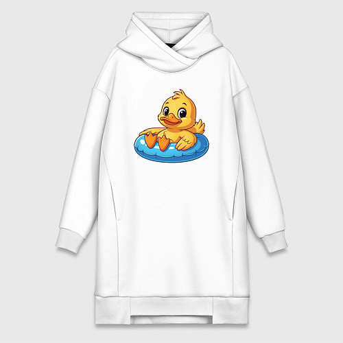 Женская толстовка-платье Утенок в надувном круге / Белый – фото 1