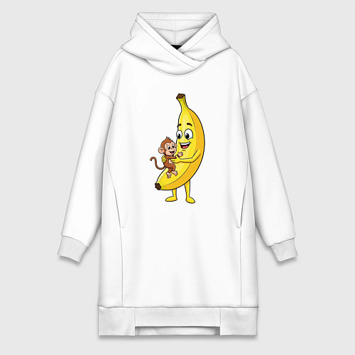 Женская толстовка-платье Банан с обезьянкой / Белый – фото 1