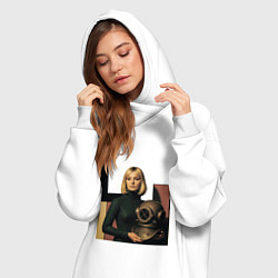 Женское худи-платье Девушки и старый водолазный шлем ретрофутуризм поп, цвет: белый — фото 2