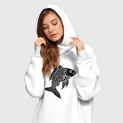 Женское худи-платье Чешуйчатая рыба, цвет: белый — фото 2