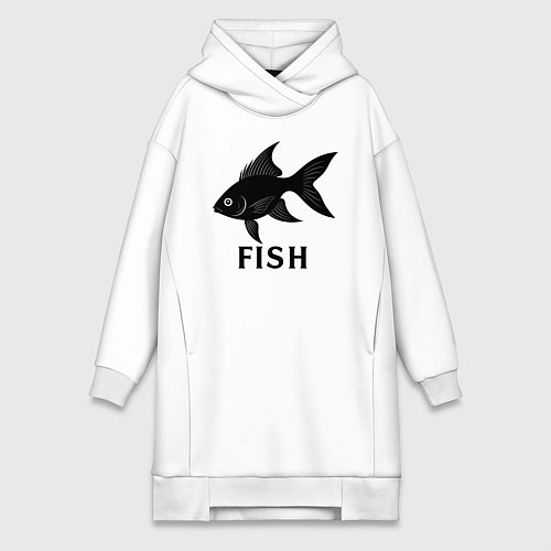 Женская толстовка-платье Черная рыба / Белый – фото 1