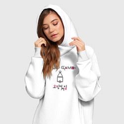 Женское худи-платье Это игра в кальмара, цвет: белый — фото 2
