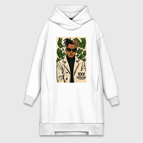 Женская толстовка-платье XXXTentacion и доллары / Белый – фото 1