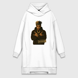 Женское худи-платье XXXTentacion с золотой цепью, цвет: белый