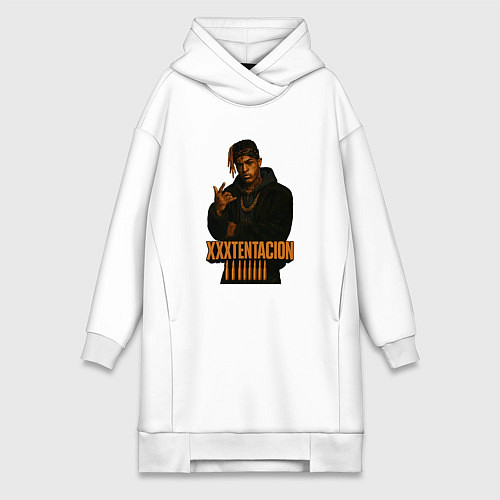 Женская толстовка-платье XXXTentacion gangsta / Белый – фото 1