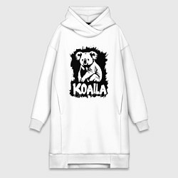 Женская толстовка-платье Коала черное граффити