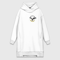 Женское худи-платье Позывной монархист разноцветный узор, цвет: белый