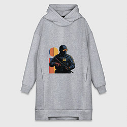 Женское худи-платье Поп-арт контр-террорист CS 2, цвет: меланж
