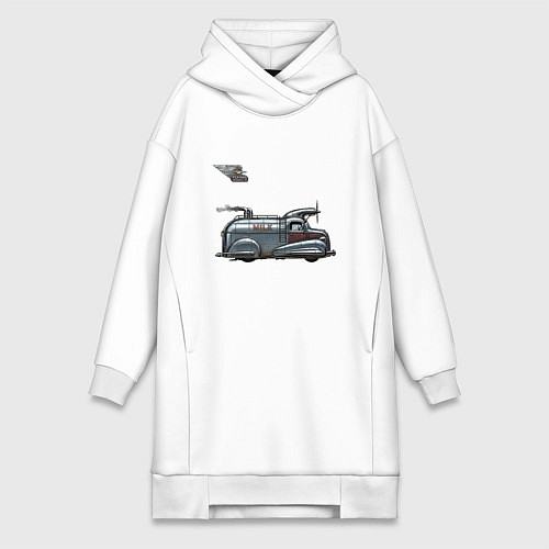 Женская толстовка-платье Ретрофутуристический летающий автомобиль Milk / Белый – фото 1