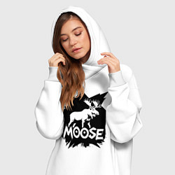 Женское худи-платье Мощь лося, цвет: белый — фото 2