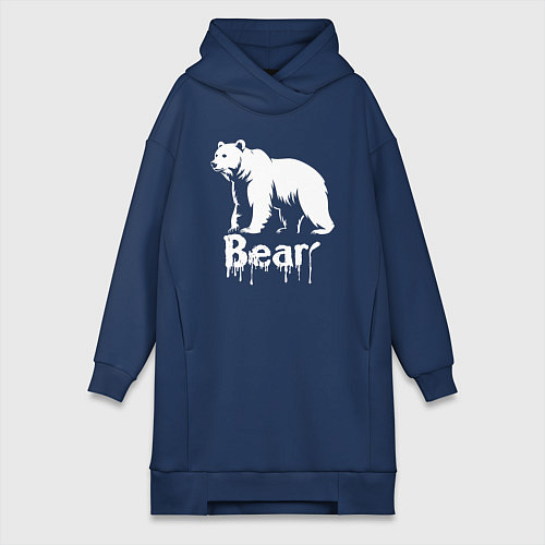 Женская толстовка-платье Белый медведь краской / Тёмно-синий – фото 1