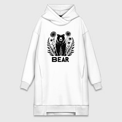 Женская толстовка-платье Медведь среди цветов