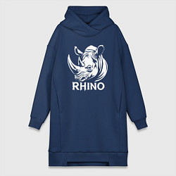 Женская толстовка-платье Носорог с надписью