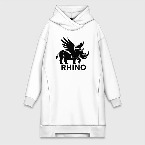 Женская толстовка-платье Крылатый носорог / Белый – фото 1