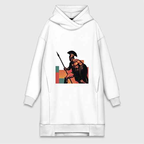 Женская толстовка-платье Спартанец поп-арт / Белый – фото 1