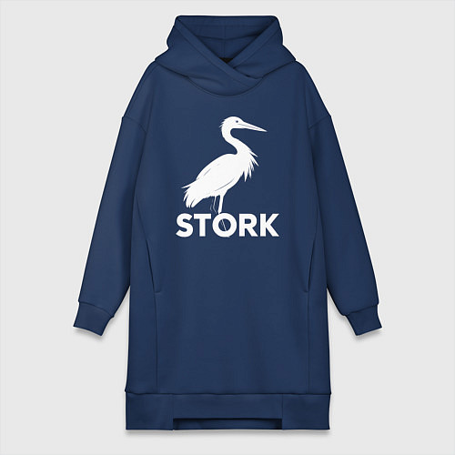 Женская толстовка-платье Белый аист / Тёмно-синий – фото 1