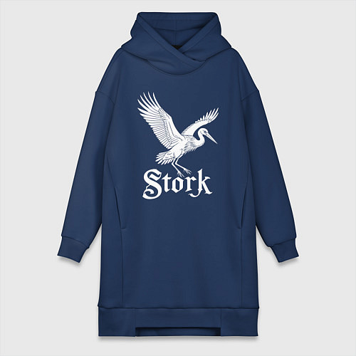 Женская толстовка-платье Летящий аист / Тёмно-синий – фото 1