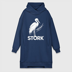 Женская толстовка-платье Аист белый штрих